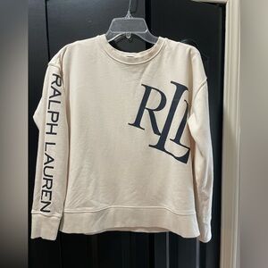 Ralph Lauren Beige Sweatshirt with navy blue Logo
